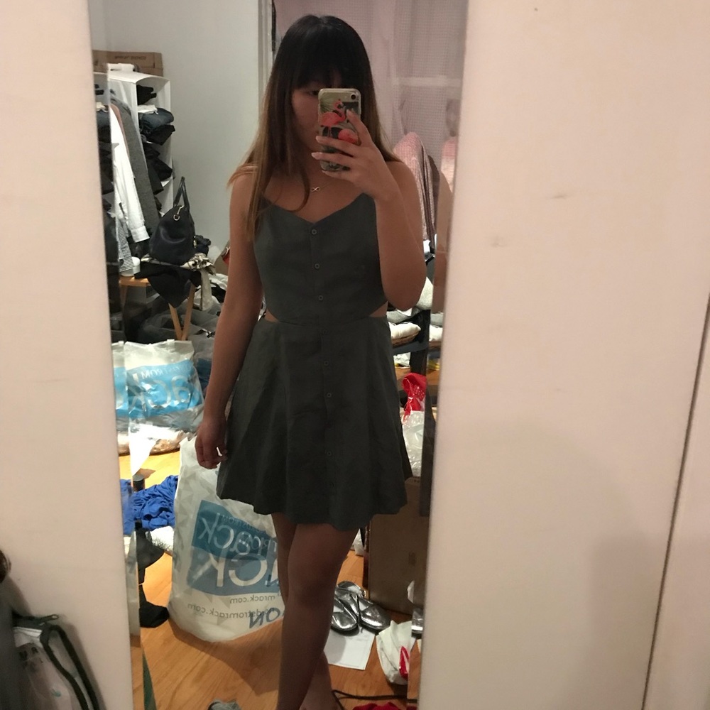 nwt dolce vita gray tie button down dress